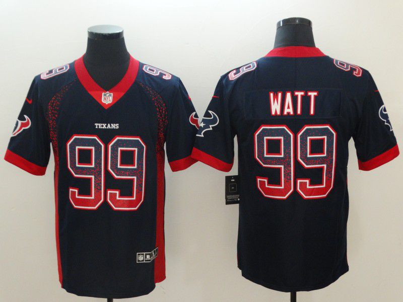 Men Houston Texans #99 Watt Blue Drift Fashion Color Rush Limited NFL Jerseys